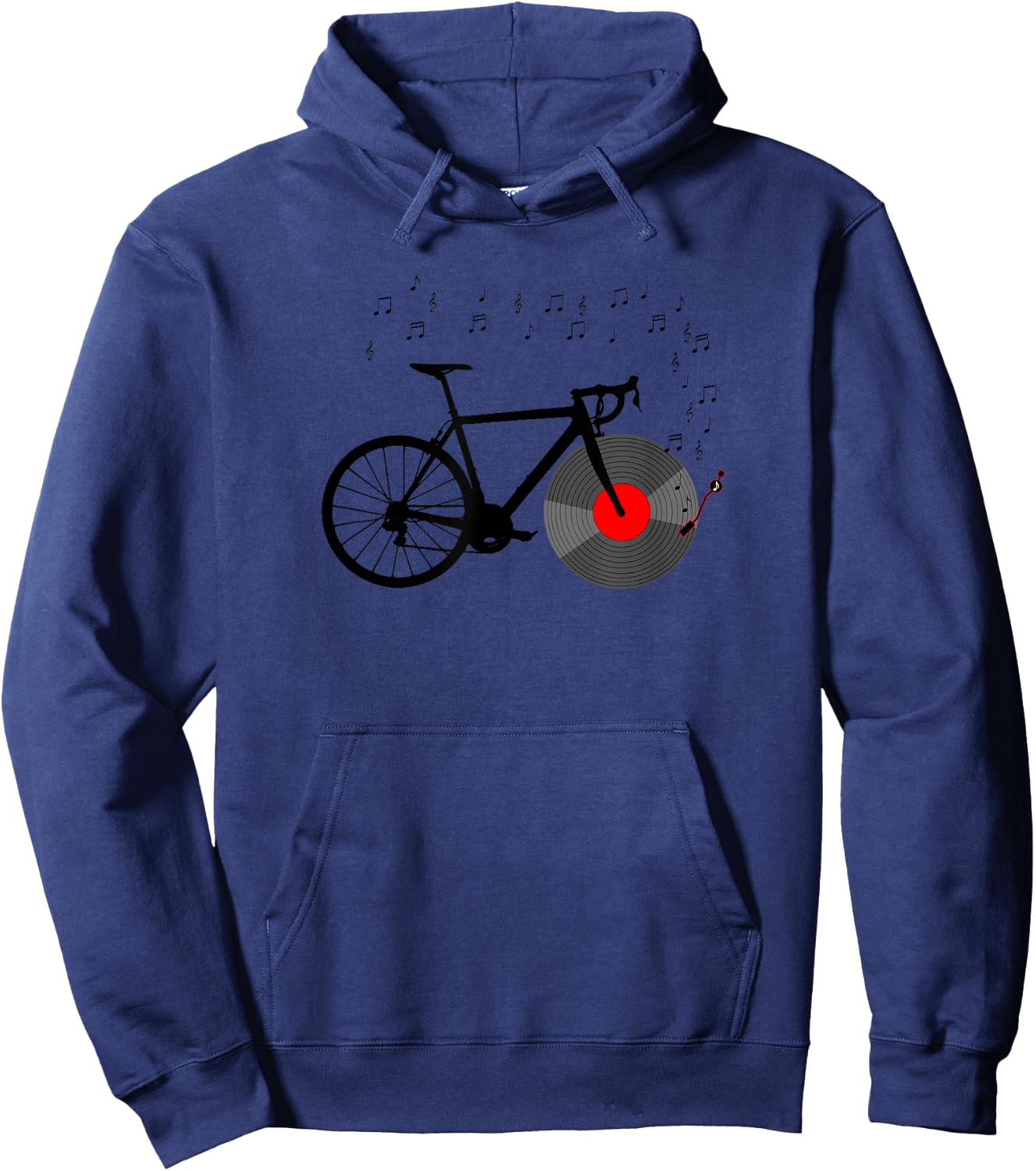 Bicycle Vinyl Record Player Bike Sound Music Notes Hoodie - Hoodie | Navy