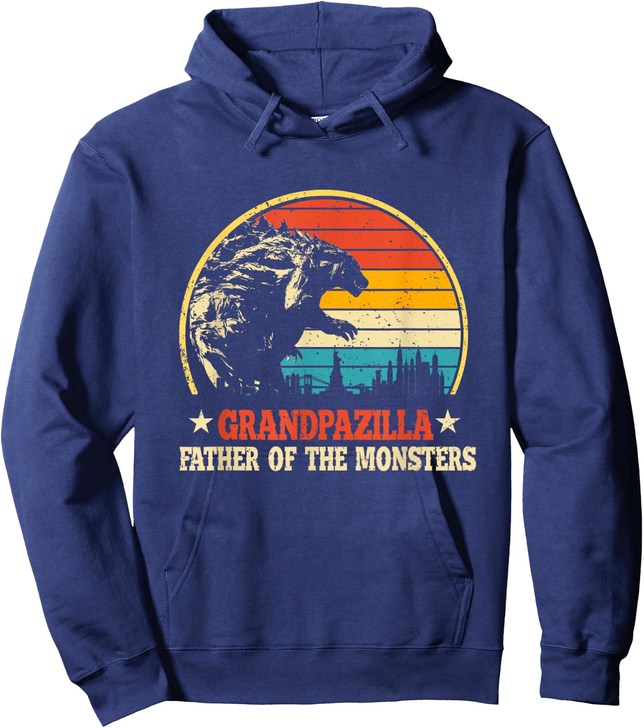 Grandpazilla Grandpa Of The Monsters Vintage Father's Day Hoodie - Hoodie | Navy