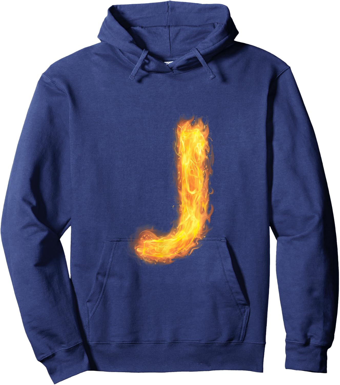 Letter J Sign Alphabet Last Name Consonants Fire Flame Gift Hoodie - Hoodie | Navy