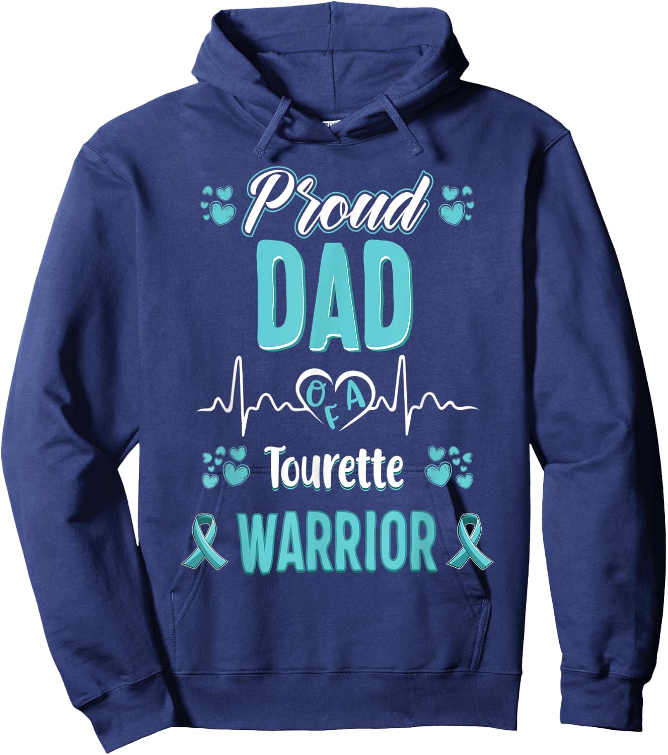 proud Dad Tourette syndrome warrior awareness ribbon Hoodie - Hoodie | Navy