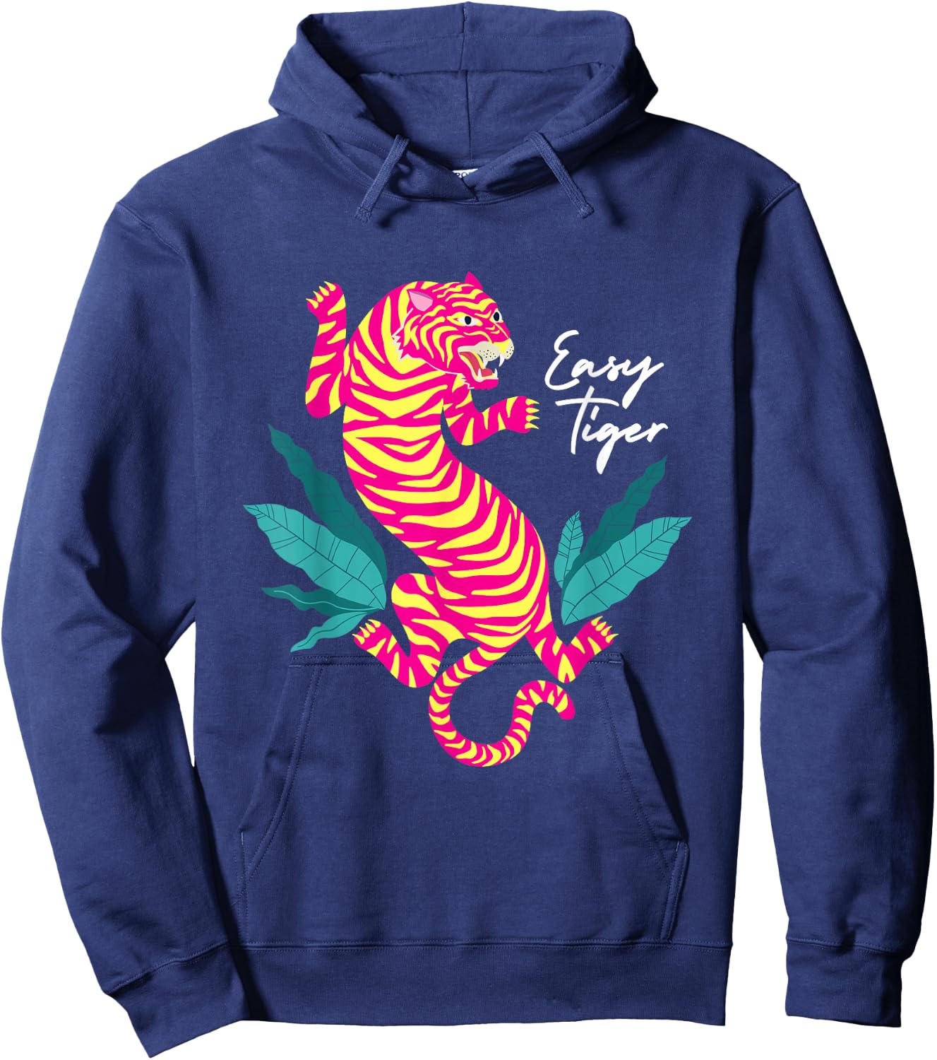 Tiger Apparel & Clothing Retro Hip Fashion Graphic - Women's -Adults Black Animal Print Classic Fit Short Sleeve - Small Hoodie - Hoodie | Navy