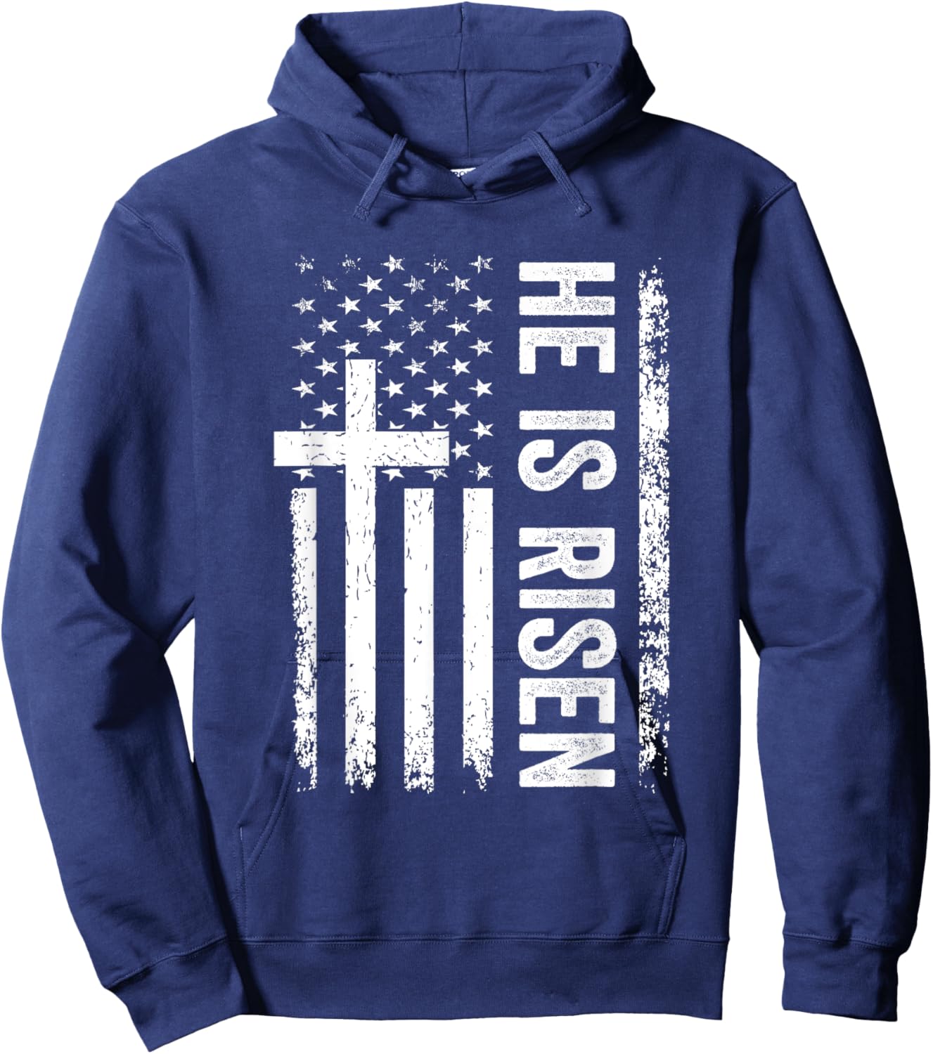 He Is Risen Christian Faith Religious Jesus Cross Hoodie - Hoodie | Navy