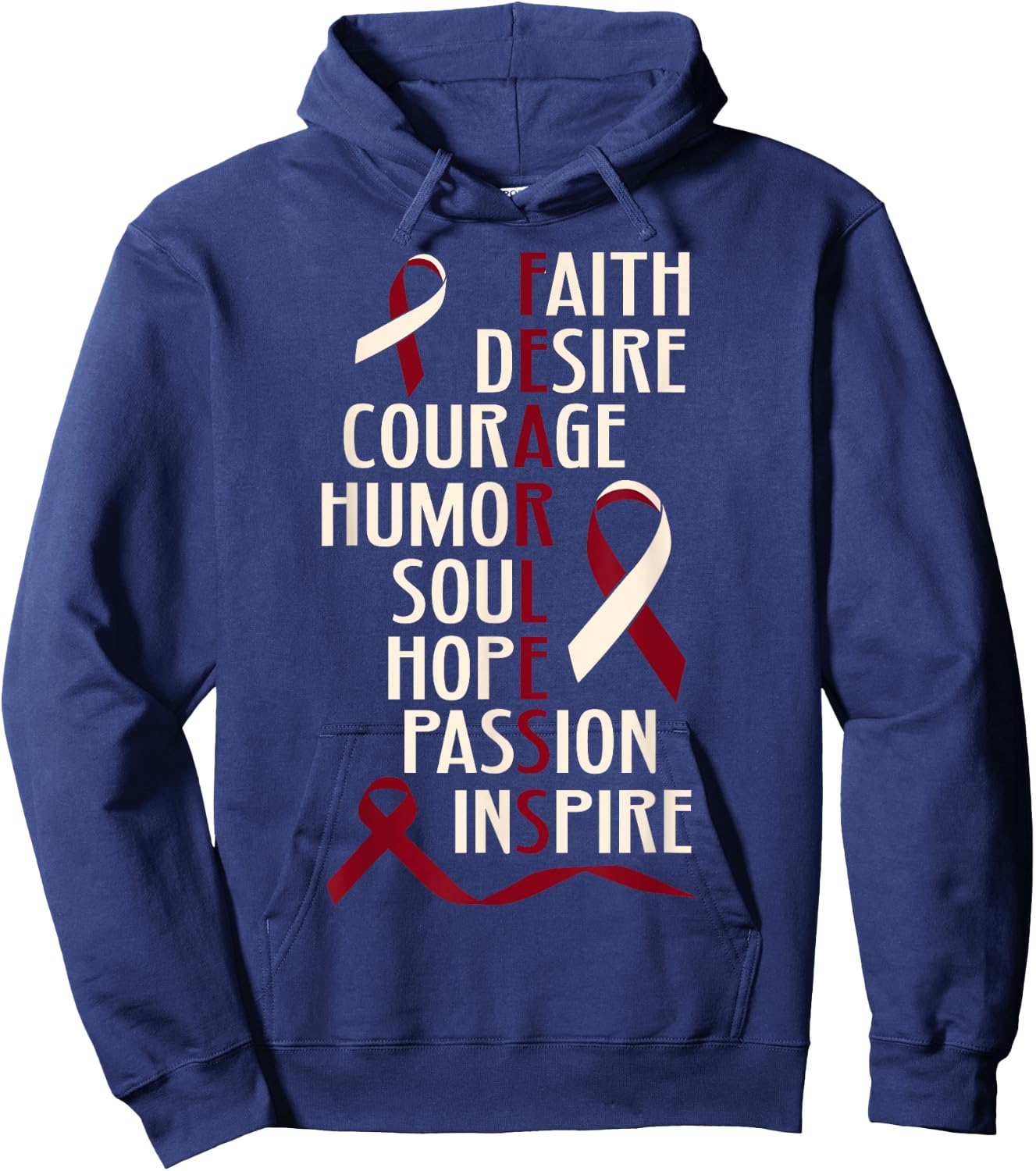 Oral Head Neck Cancer Awareness Fearless Inspirational Hoodie - Hoodie | Navy