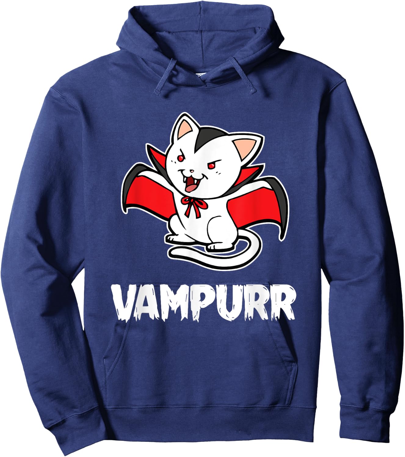 Vampurr Halloween Costume Funny Vampire Kitten Cat Dracula Men Women Kids Hoodie - Hoodie | Navy
