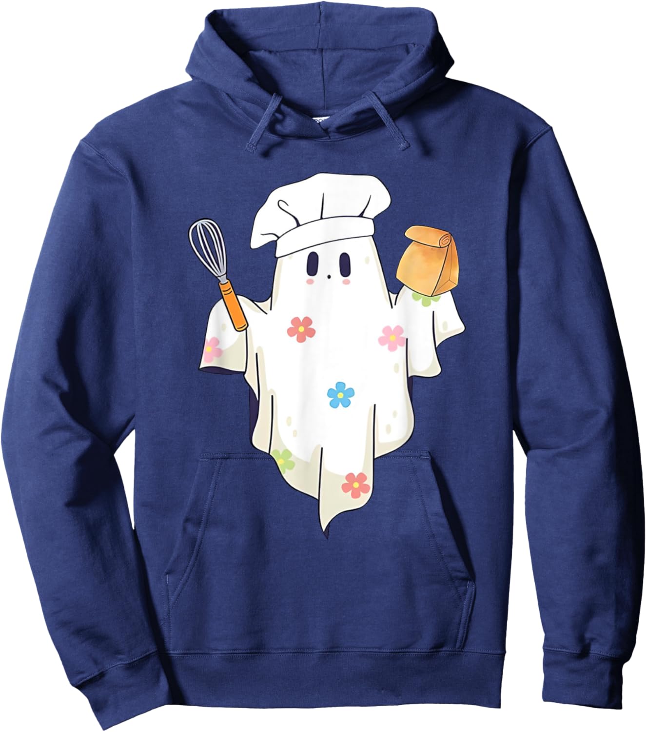 Cute Little Ghost Chef Funny Lunch Lady Cafeteria Costume Hoodie - Hoodie | Navy