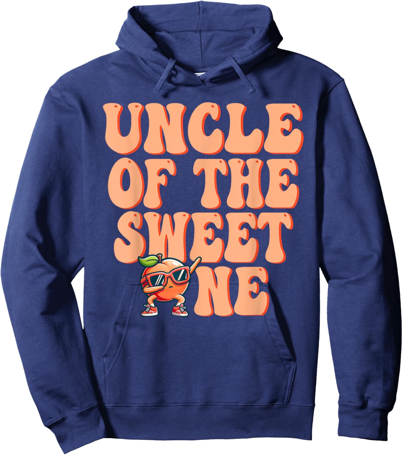 Uncle of The Sweet One Peach 1st Birthday on Peach Hoodie - Hoodie | Navy