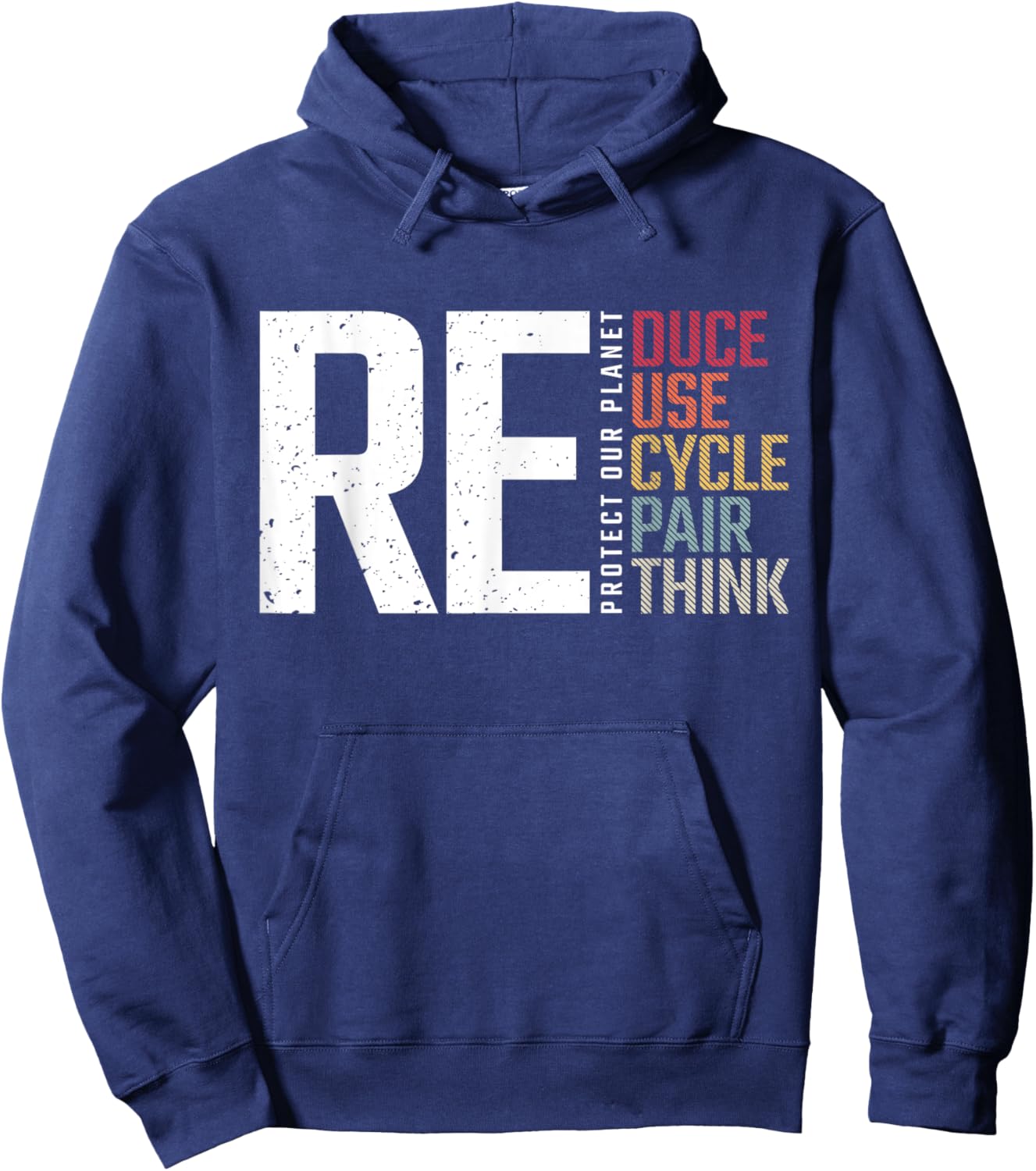 Reduce Reuse Recycle Rethink Repair Earth Day Environmental Hoodie - Hoodie | Navy