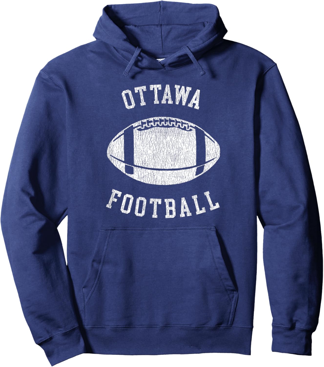 Ottawa Football Distressed Vintage 80's Throwback Classic Hoodie - Hoodie | Navy