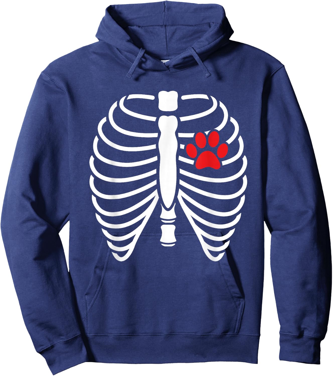 Funny Xray Halloween Costume Rib Cage Skeleton Dog Cat Paw Men Women Kids Hoodie - Hoodie | Navy