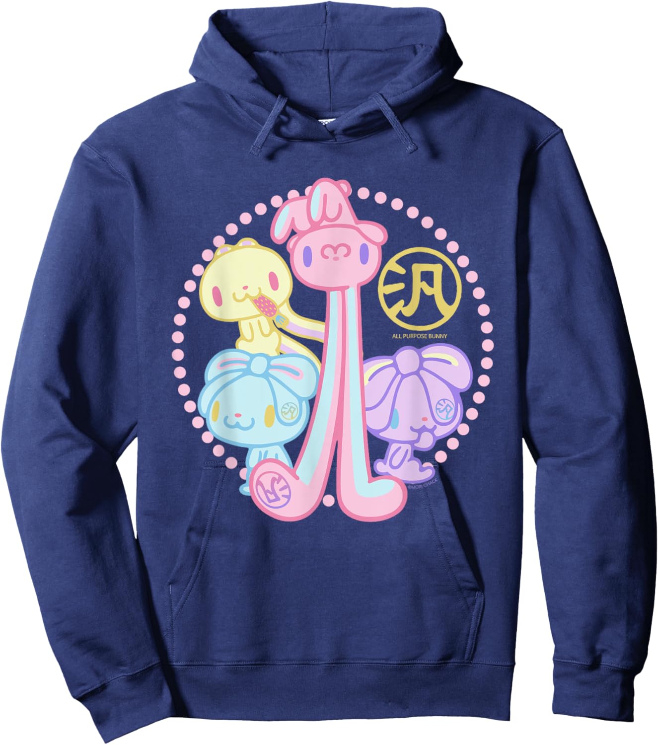 All Purpose Bunny Hanyo Usagi Pink Blue Purple & Yellow Hoodie - Hoodie | Navy