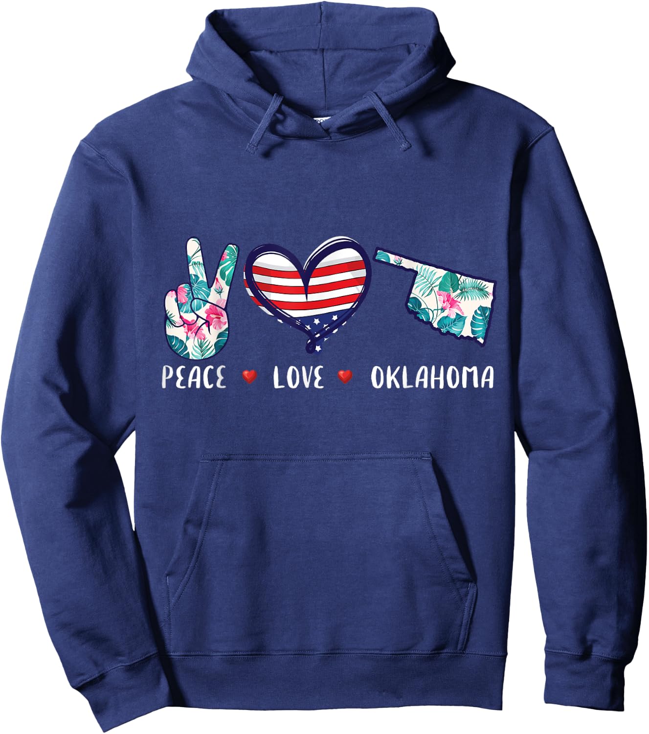 Peace love Oklahoma flag grown Souvenirs women kids Hoodie - Hoodie | Navy
