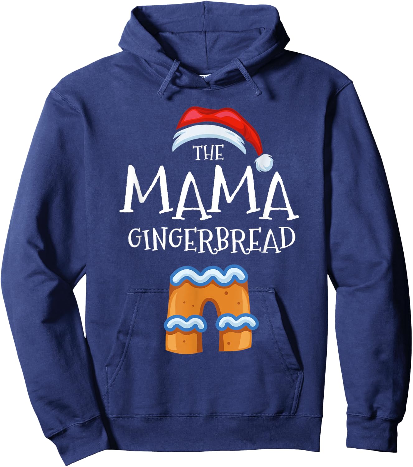 Mama Gingerbread Family Matching Group Christmas Pajama Hoodie - Hoodie | Navy
