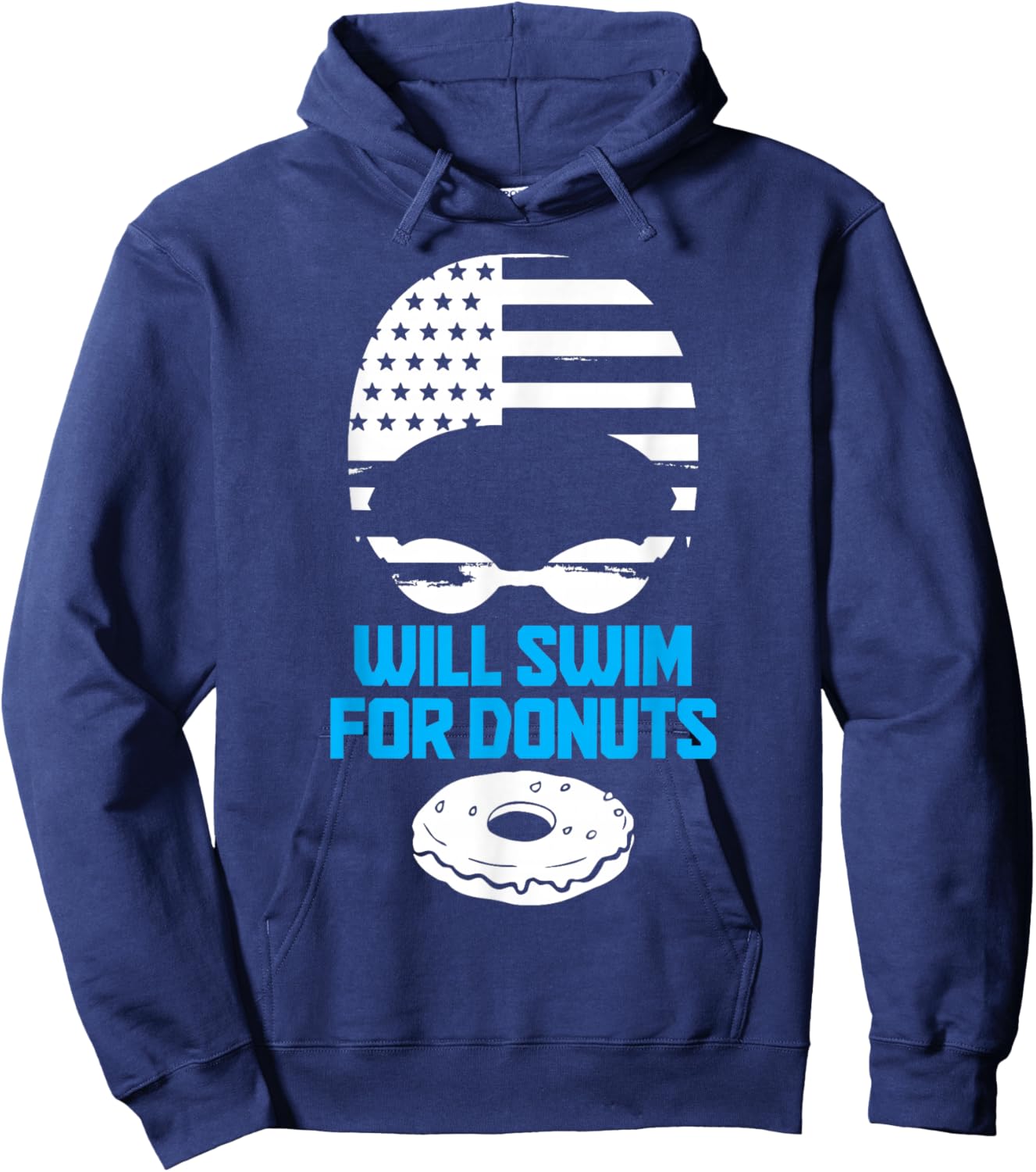 Swimming Will Swim For Donuts Funny Patriotic Swimmer Hoodie - Hoodie | Navy
