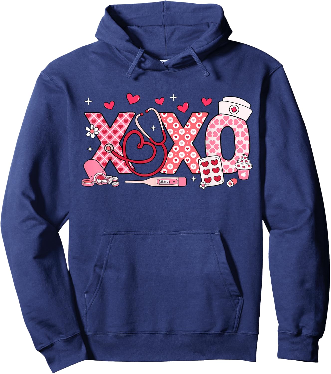 XOXO Nurse Valentines Day Stethoscope Valentine For Nurse Hoodie - Hoodie | Navy