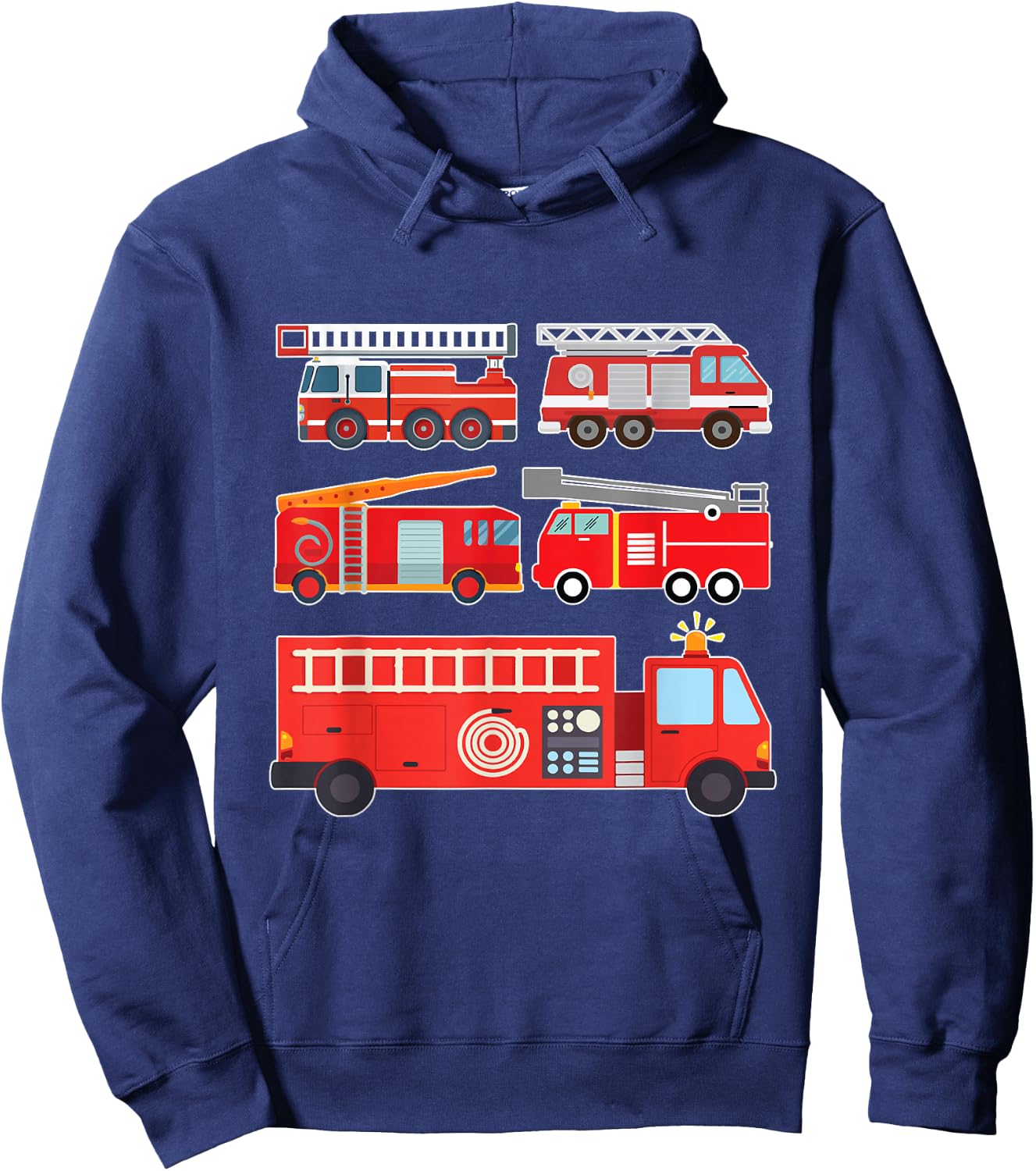 Types of Fire Engines Toddler Boy Fire Vehicles Hoodie - Hoodie | Navy
