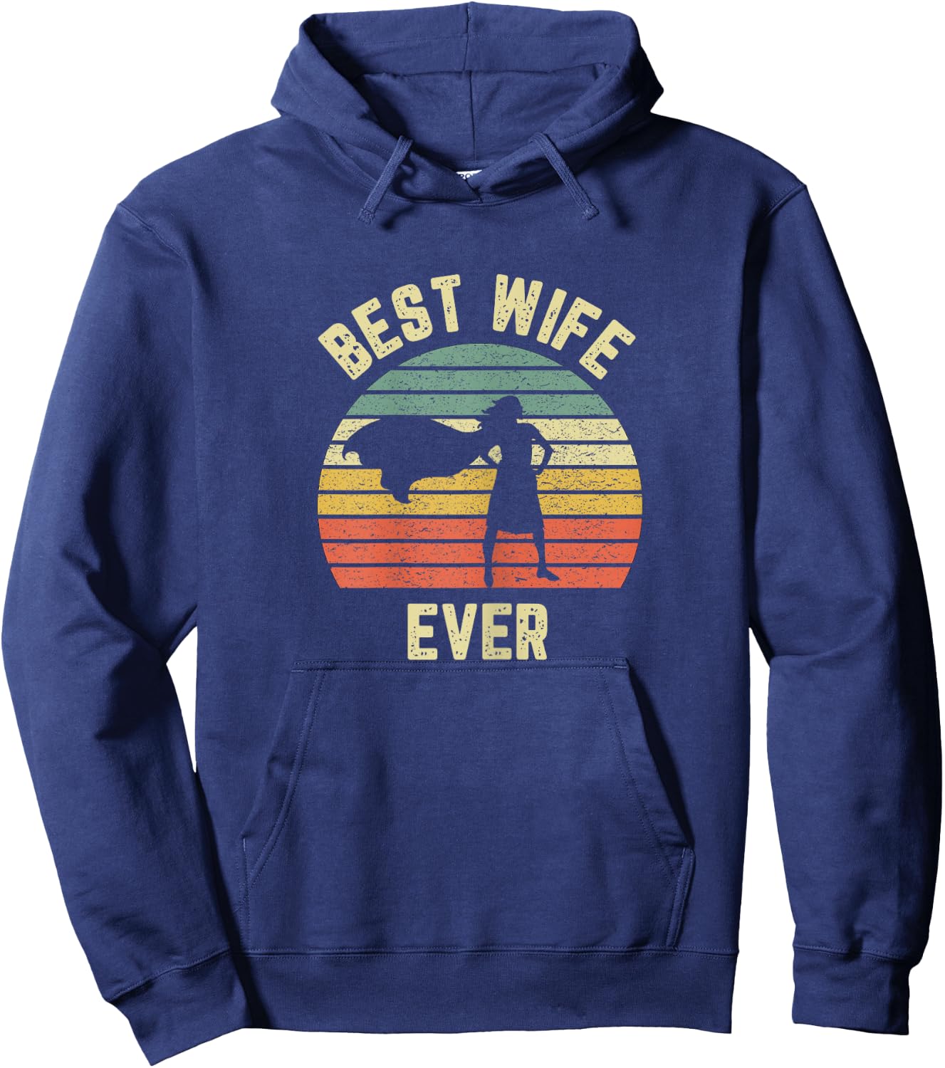Vintage Best Wife Ever Holiday Gift Superhero Fun Graphic Hoodie - Hoodie | Navy
