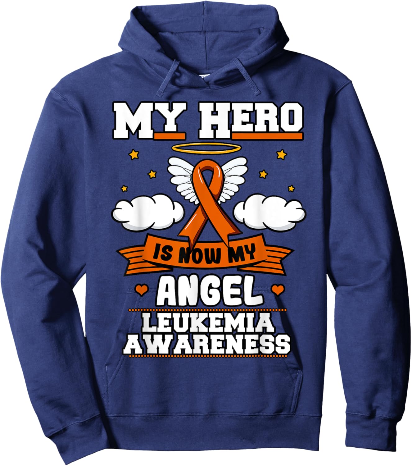 My Hero Is Now My Angel Leukemia Green Ribbon Clouds Hoodie - Hoodie | Navy