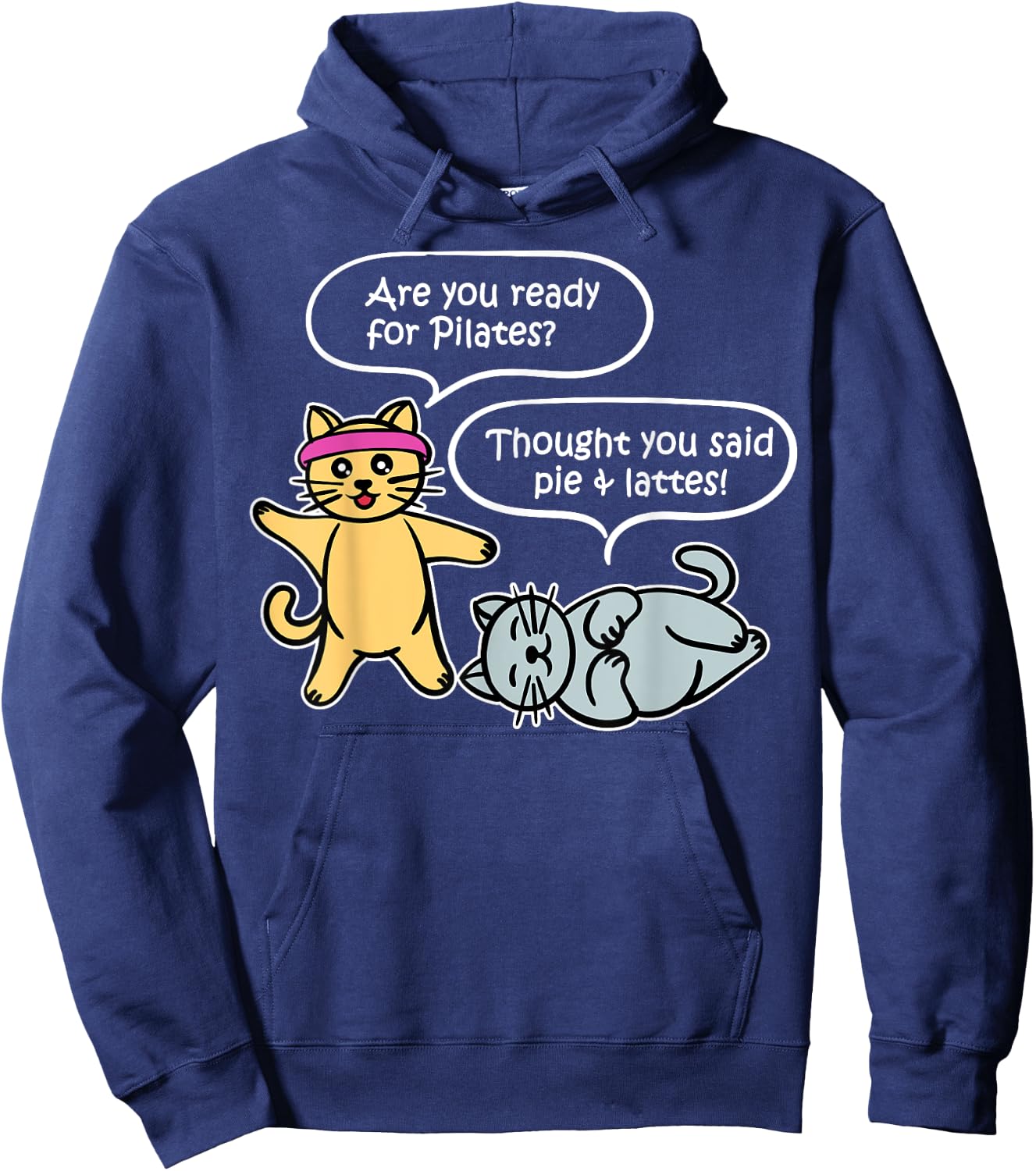 Funny Pilates Yoga Cats Fitness Training Body Workout Hoodie - Hoodie | Navy