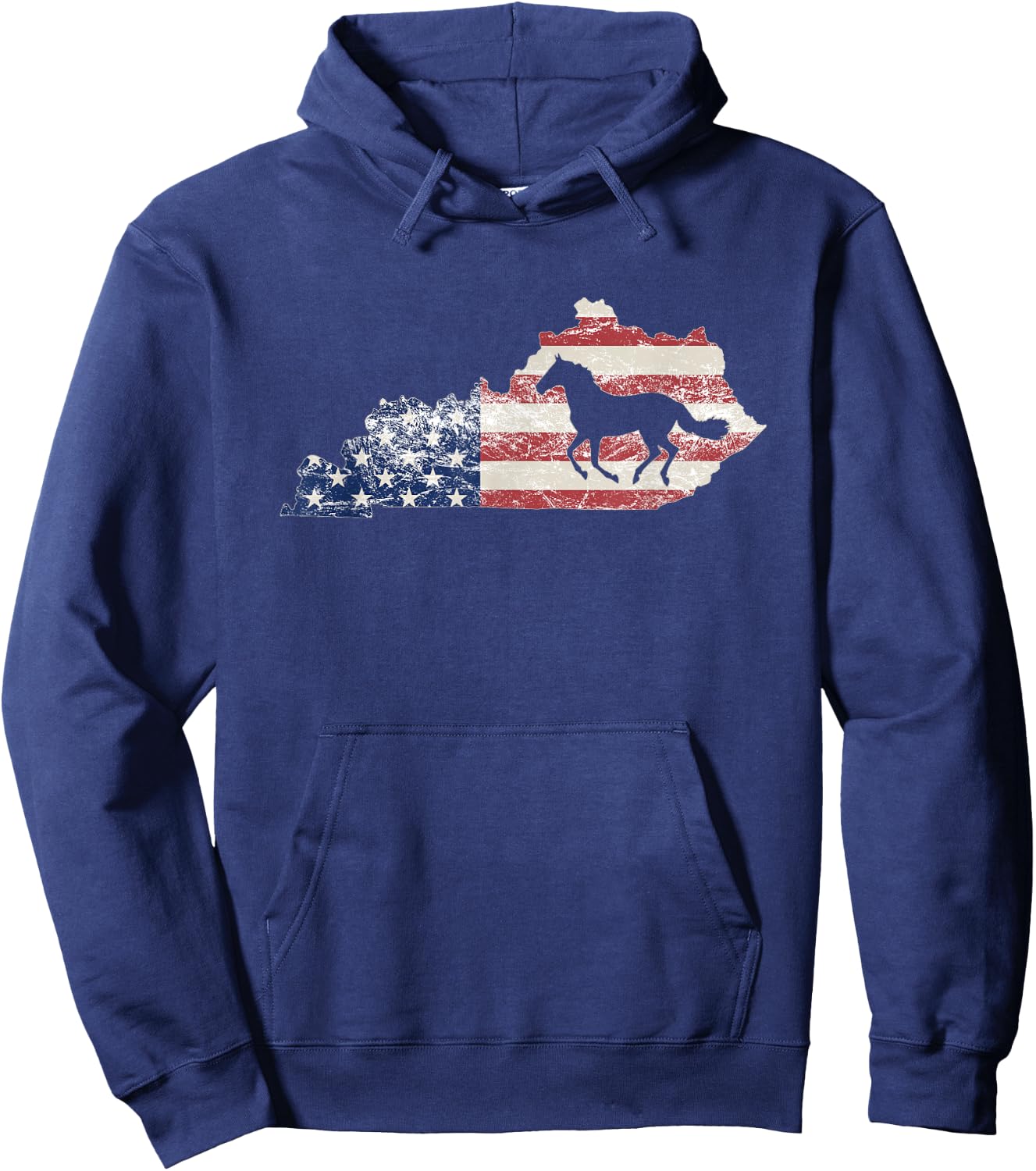Kentucky , Kentucky Map, American Flag USA, Horse Hoodie - Hoodie | Navy