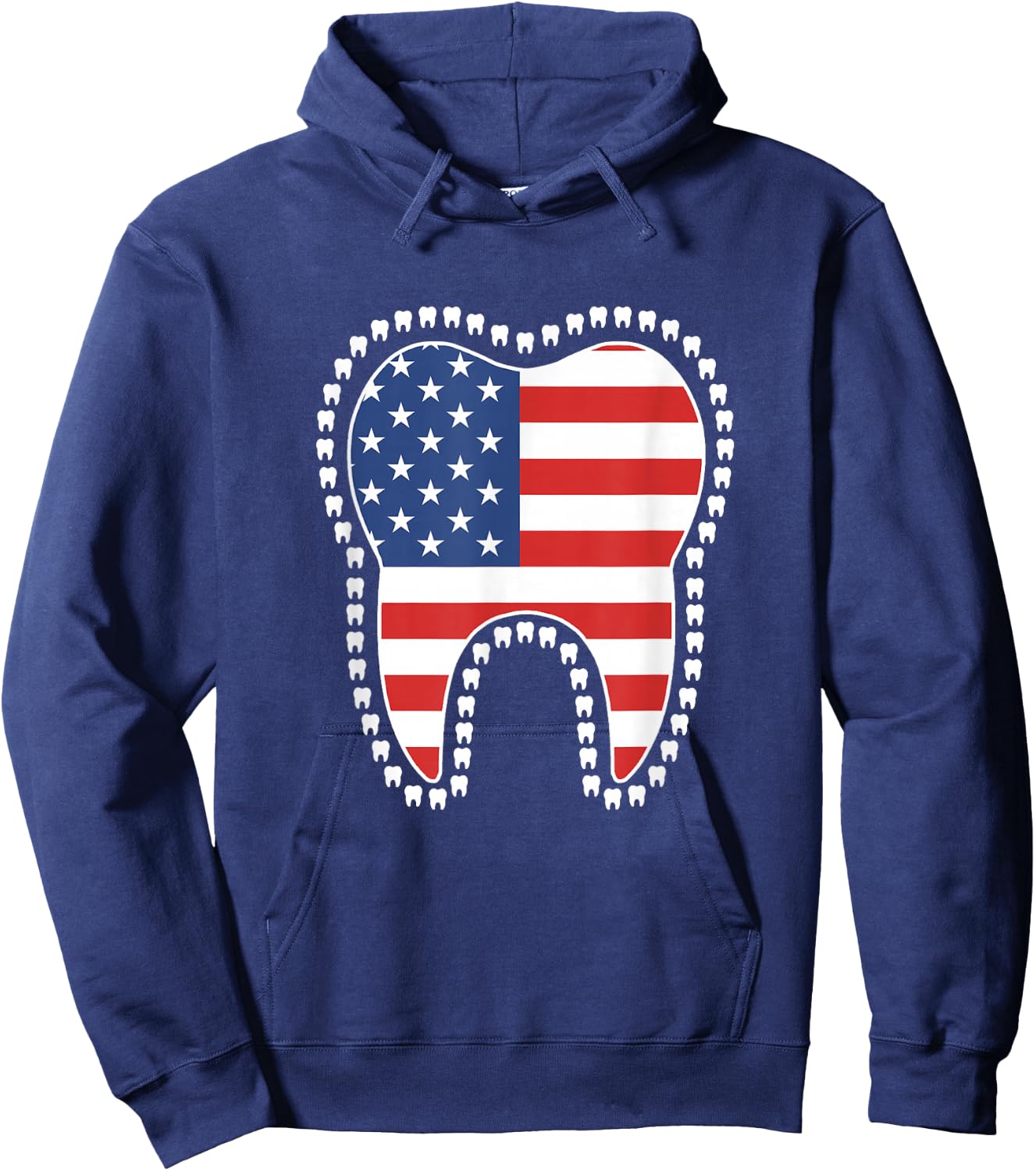 Patriotic Dentist American Flag Tooth Dental 4th Of July USA Hoodie - Hoodie | Navy