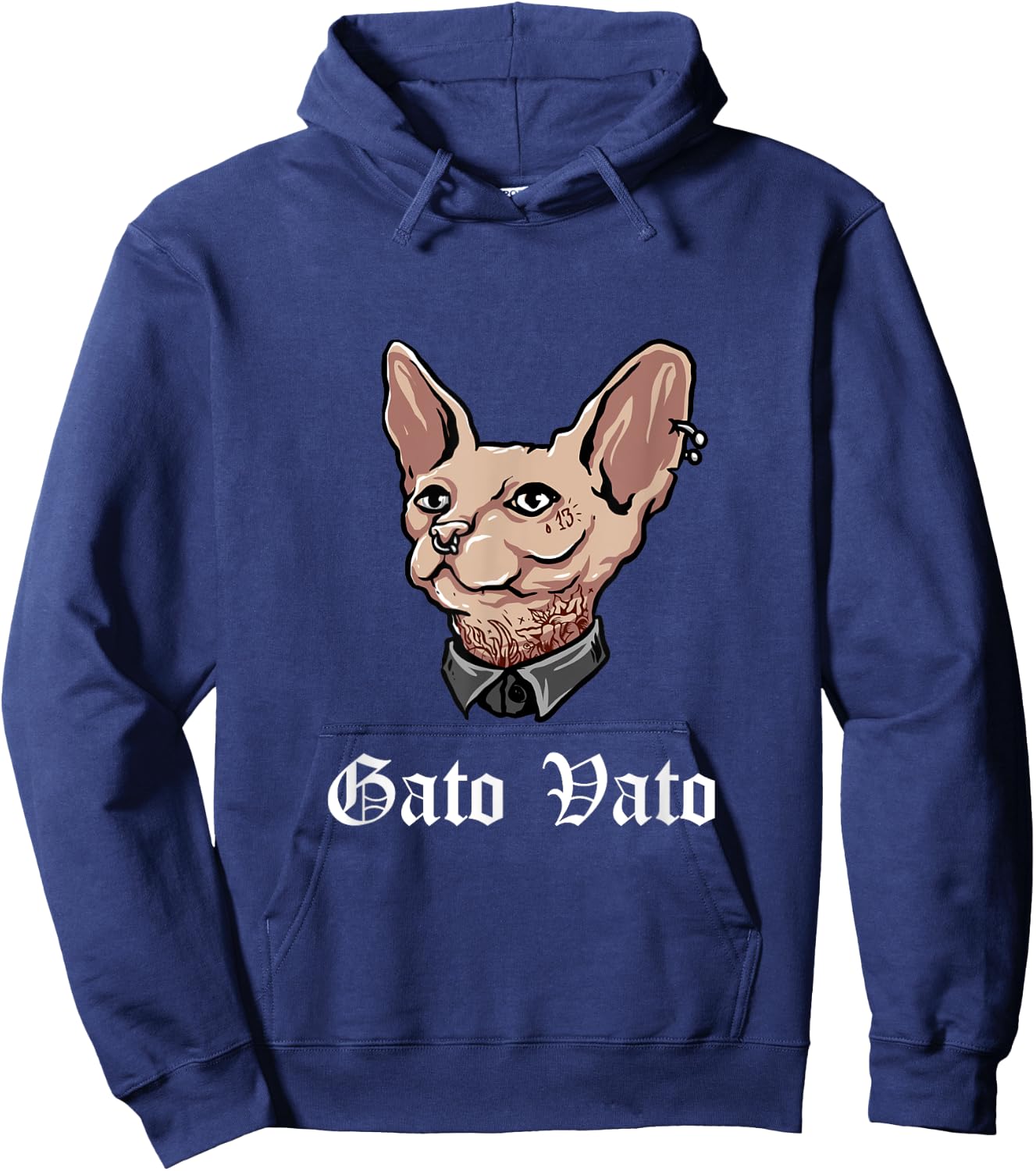 Gato Vato Cholo Gangster Cat Hoodie - Hoodie | Navy