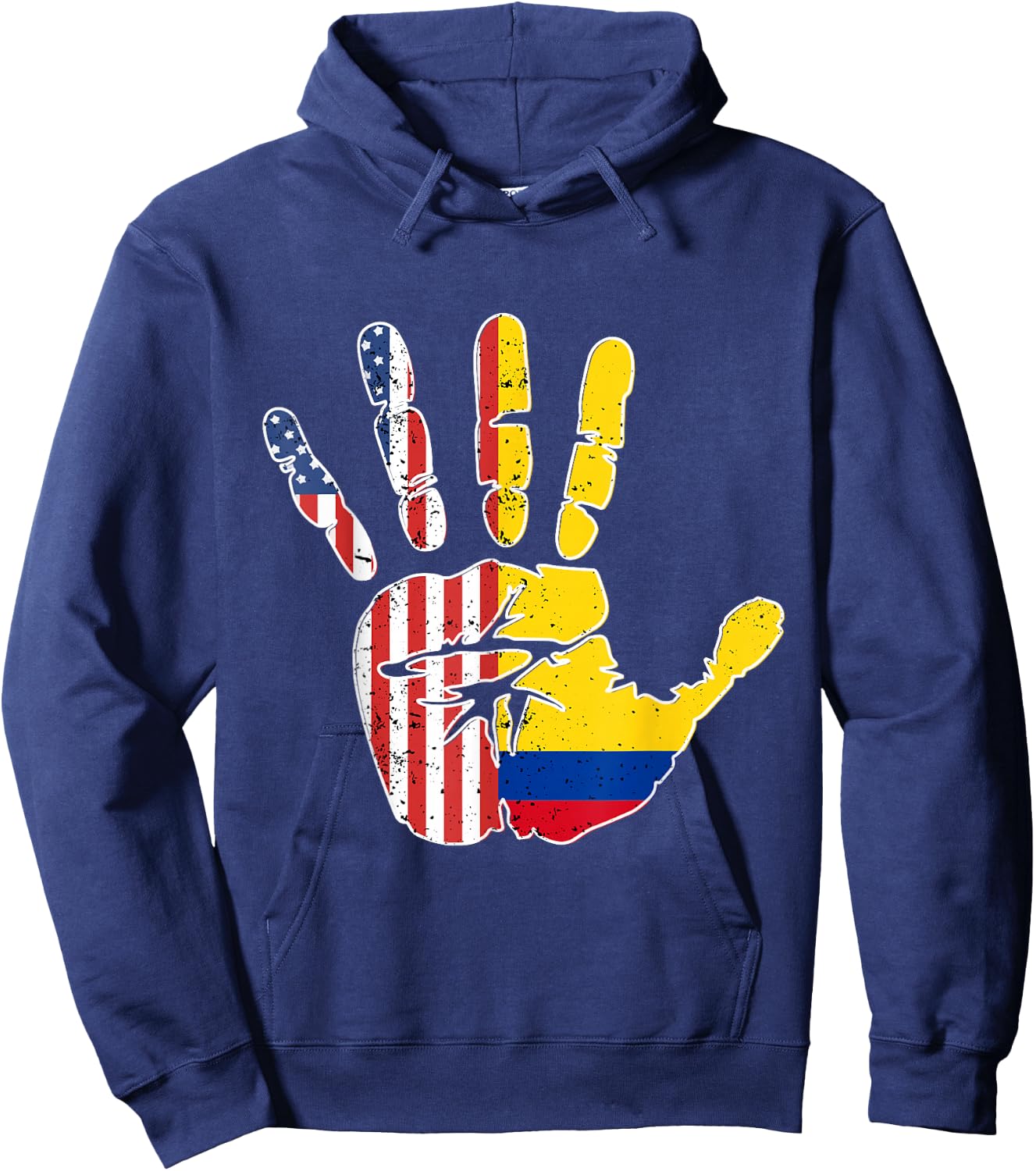 US Colombia Handprint Flag Proud Colombian American Heritage Hoodie - Hoodie | Navy