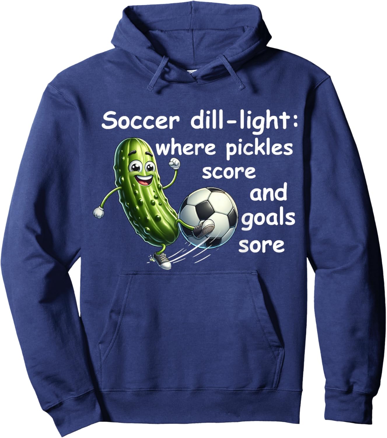 Funny dill pickle playing soccer Hoodie - Hoodie | Navy