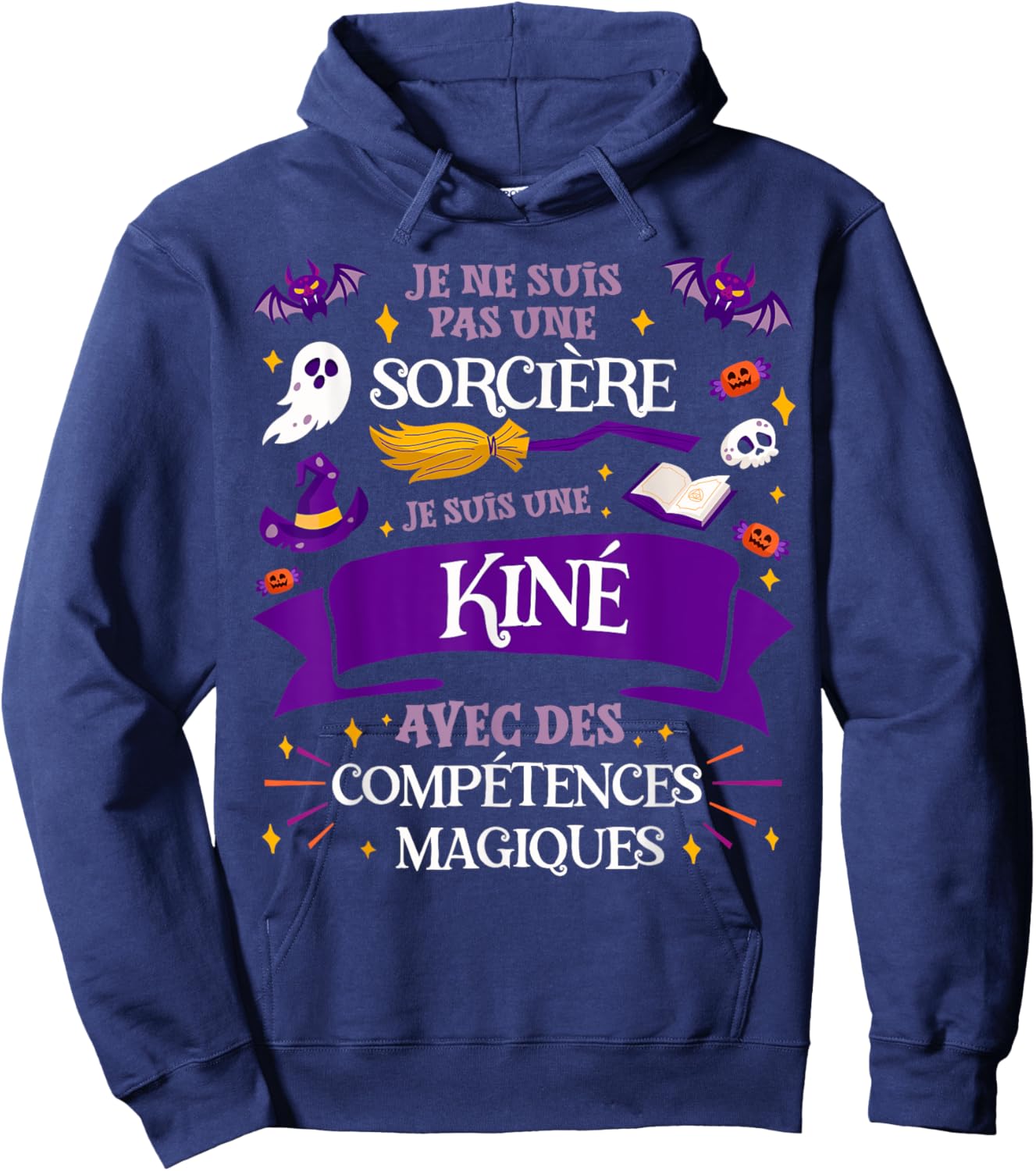 Pas Une Sorcière Je Suis Une Kiné Women's Gift Thank You , Black, S Hoodie - Hoodie | Navy