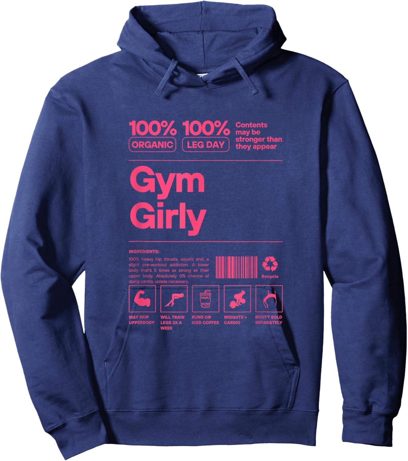 100% Organic Gym Girly - Muscle Mommy Ingredients Pump Cover Hoodie - Hoodie | Navy