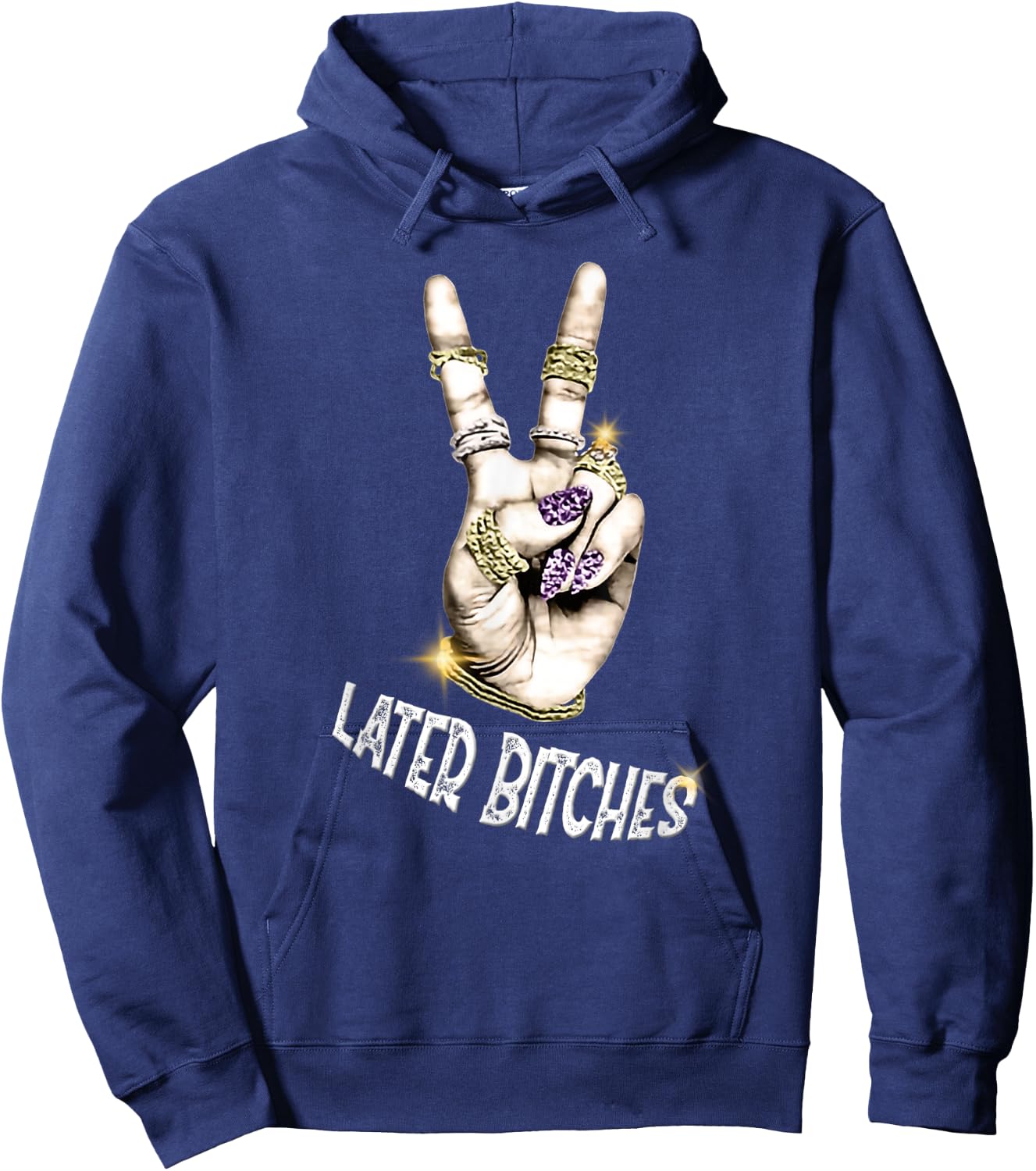 Later Bitches with peace sign graphic Hoodie - Hoodie | Navy