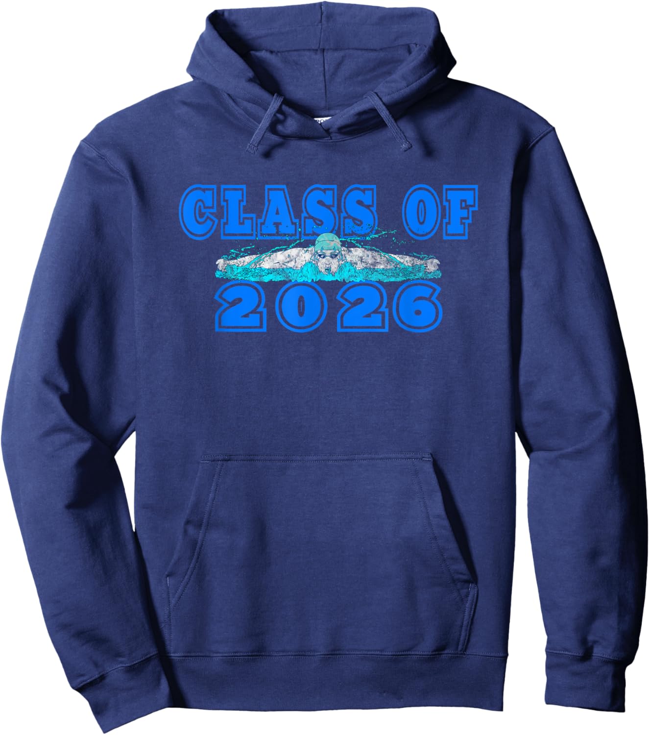 Class of 2026 Senior Swimmer Swimming Team Artwork Blue Hoodie - Hoodie | Navy