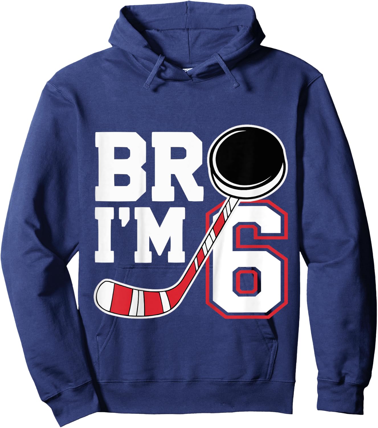 Kids Six Years Old 6th Birthday Hockey Player Birthday Hoodie - Hoodie | Navy