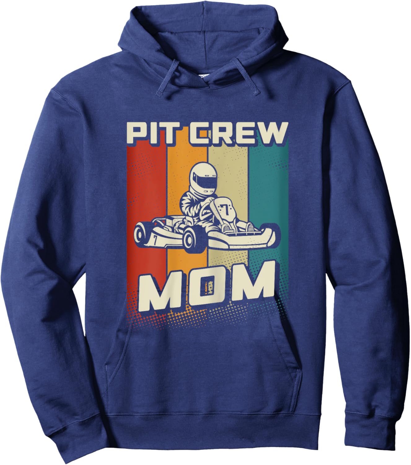 Pit Crew Mom Karting Birthday Party Racing Go Kart Mom Hoodie - Hoodie | Navy