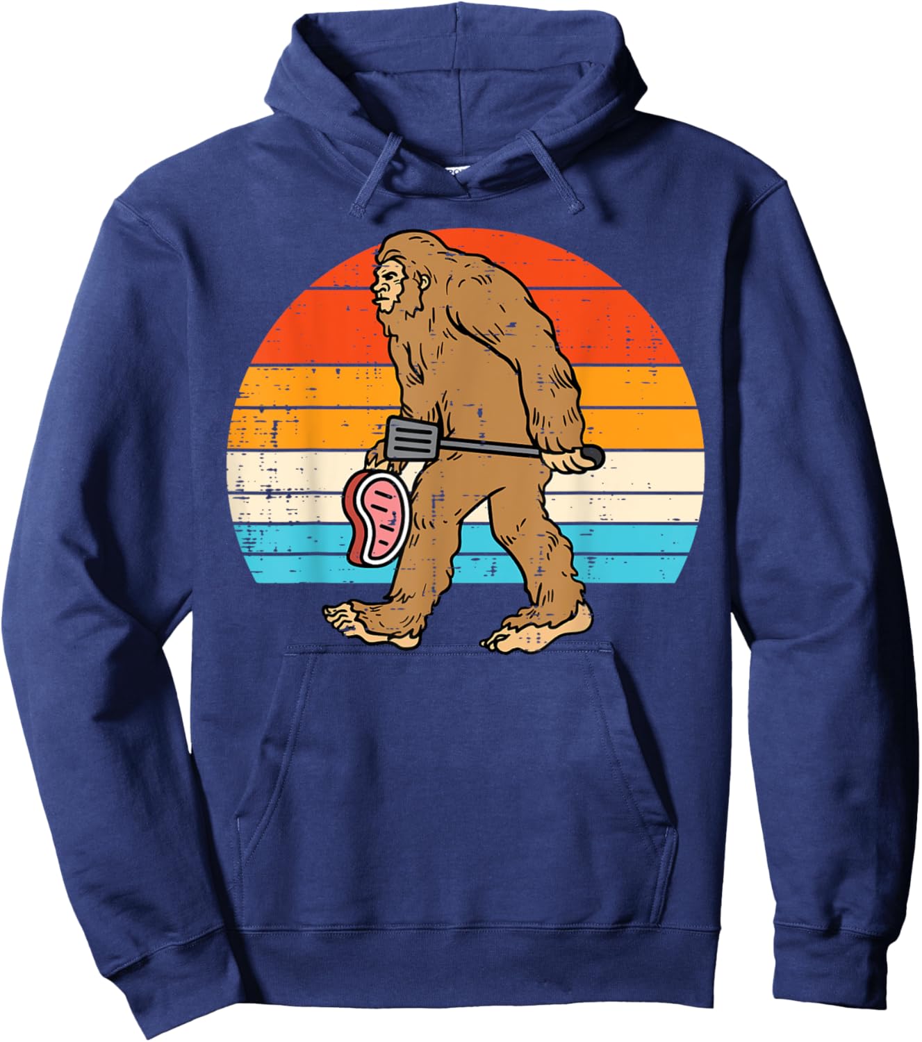 Bigfoot Sasquatch Bbq Retro Barbecue Grilling Men Women Kids Hoodie - Hoodie | Navy