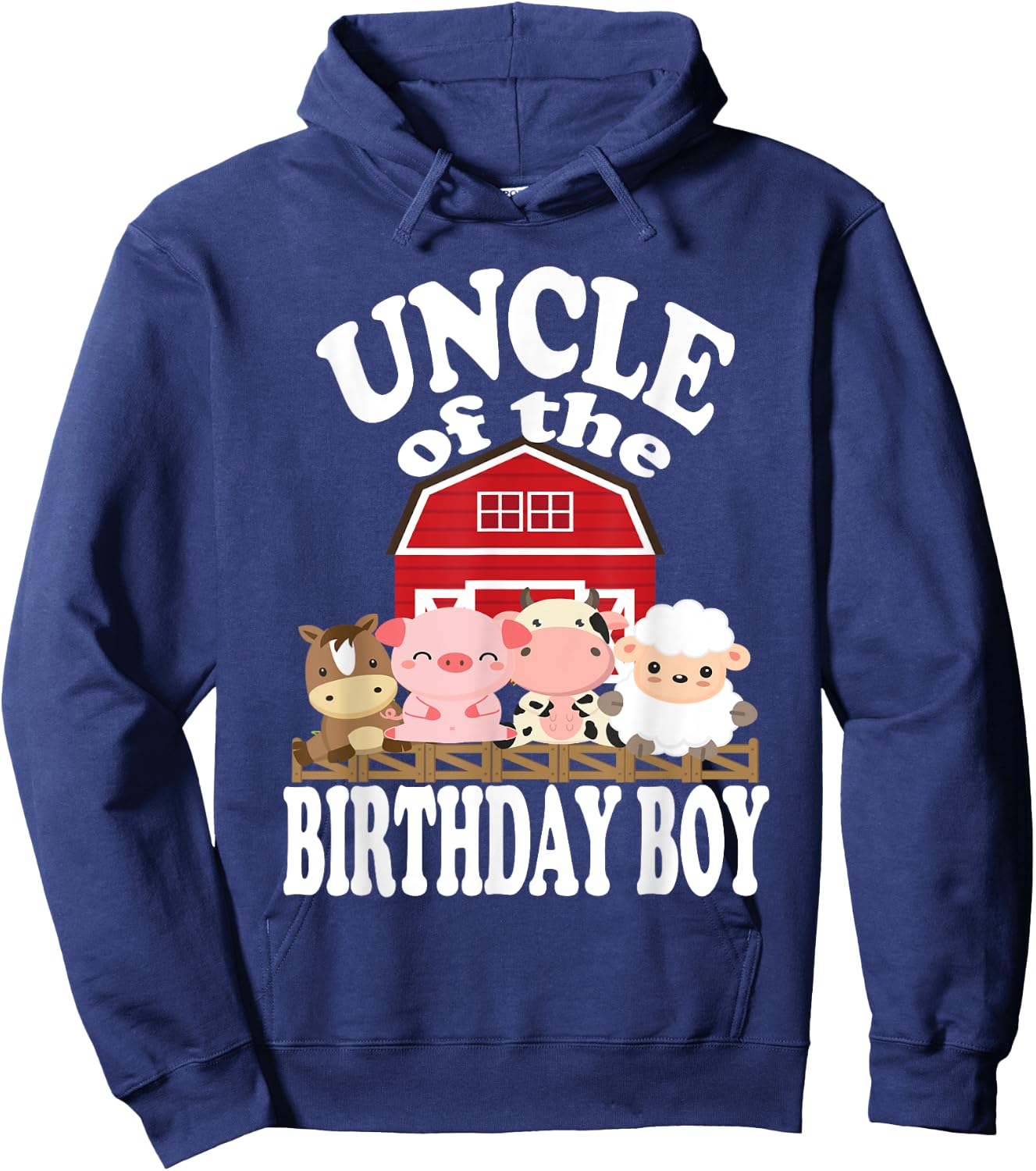 Uncle Of The Birthday Boy Farming Animals B-day Party Hoodie - Hoodie | Navy