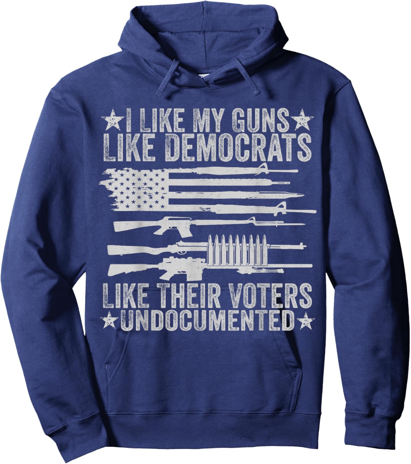 USA Flag I Like My Guns Like Democrats Like Their Voters Men Hoodie - Hoodie | Navy