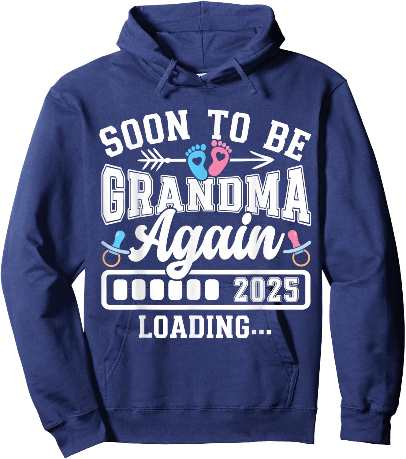 Soon to Be Grandma Again 2025 Loading Pregnancy Announcement Hoodie - Hoodie | Navy