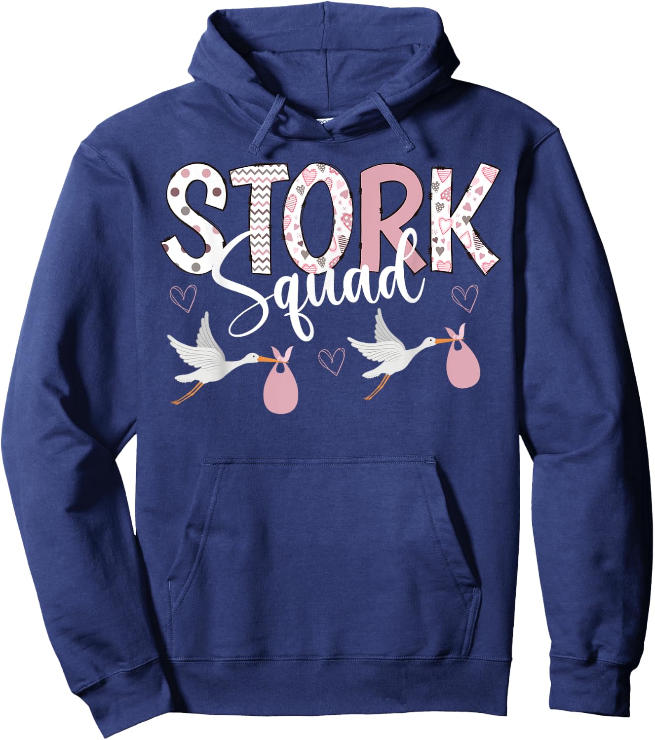 Valentines Stork Squad L&D Mother Baby Unit NICU Nurse Squad Hoodie - Hoodie | Navy