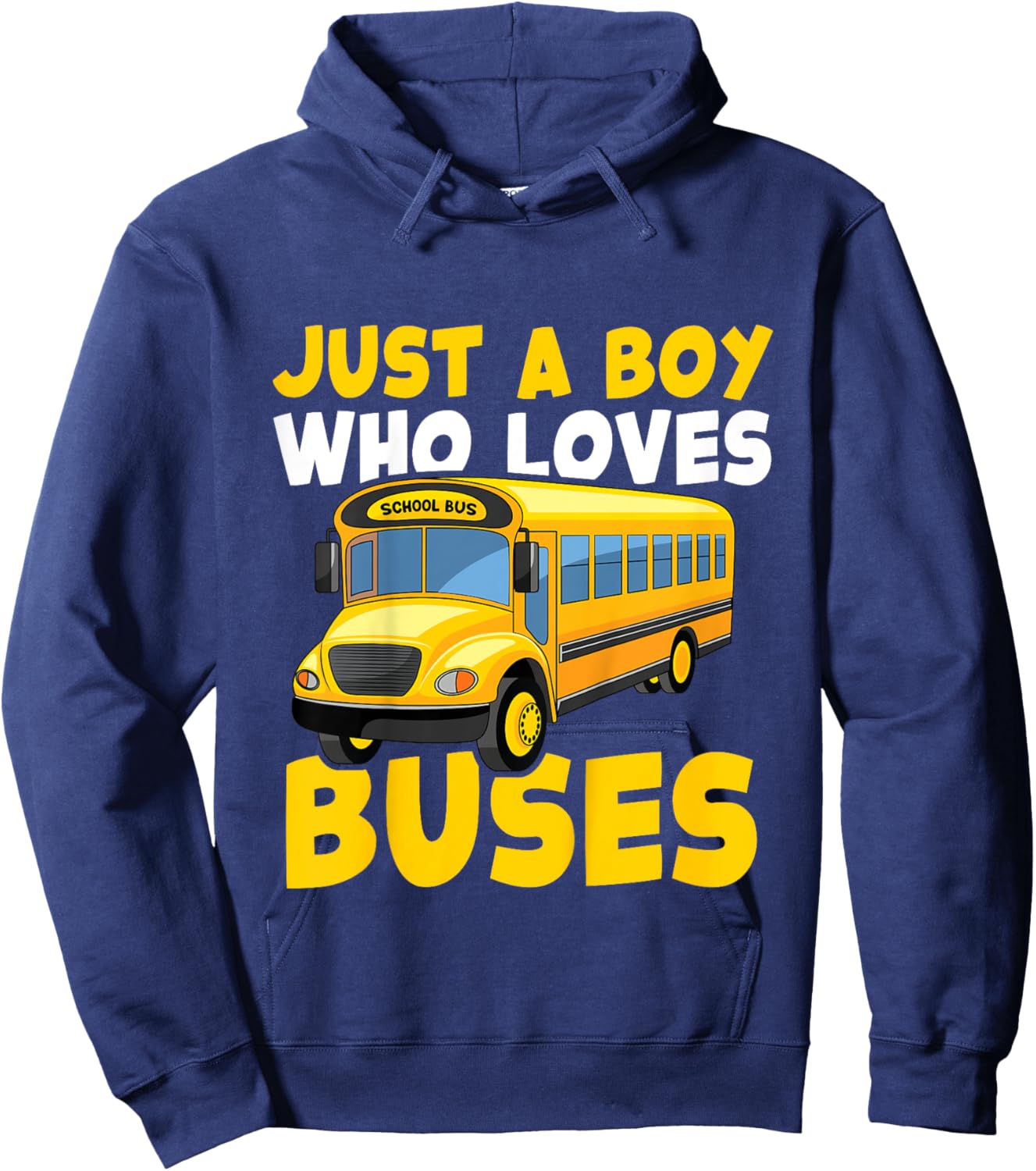 Kids School Bus Costume Just a Boy who loves Buses Hoodie - Hoodie | Navy