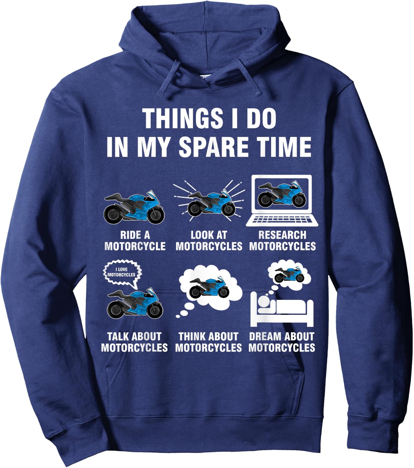 6 Things I Do In My Spare Time - Motorcycles Hoodie - Hoodie | Navy