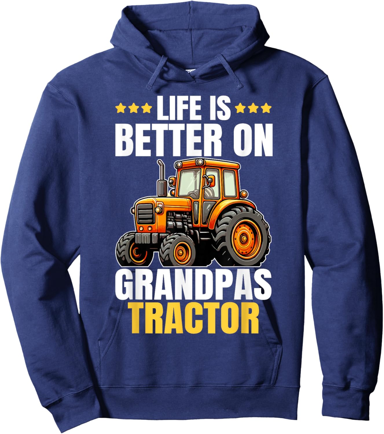 Life Is Better On Grandpas Tractor Kids Farm Tractor Boy Hoodie - Hoodie | Navy
