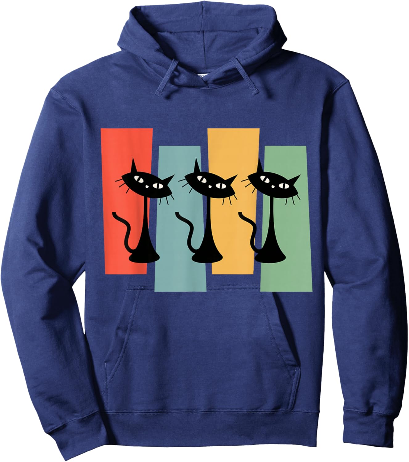 Cats Midcentury Retro Atomic Age Mid Century Geometric Style Hoodie - Hoodie | Navy