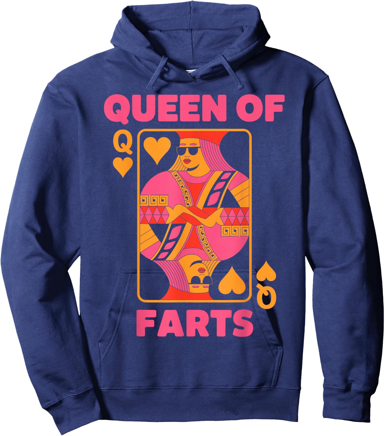 Queen of Farts Playing Cards Retro Funny Embarrassing Joke Hoodie - Hoodie | Navy