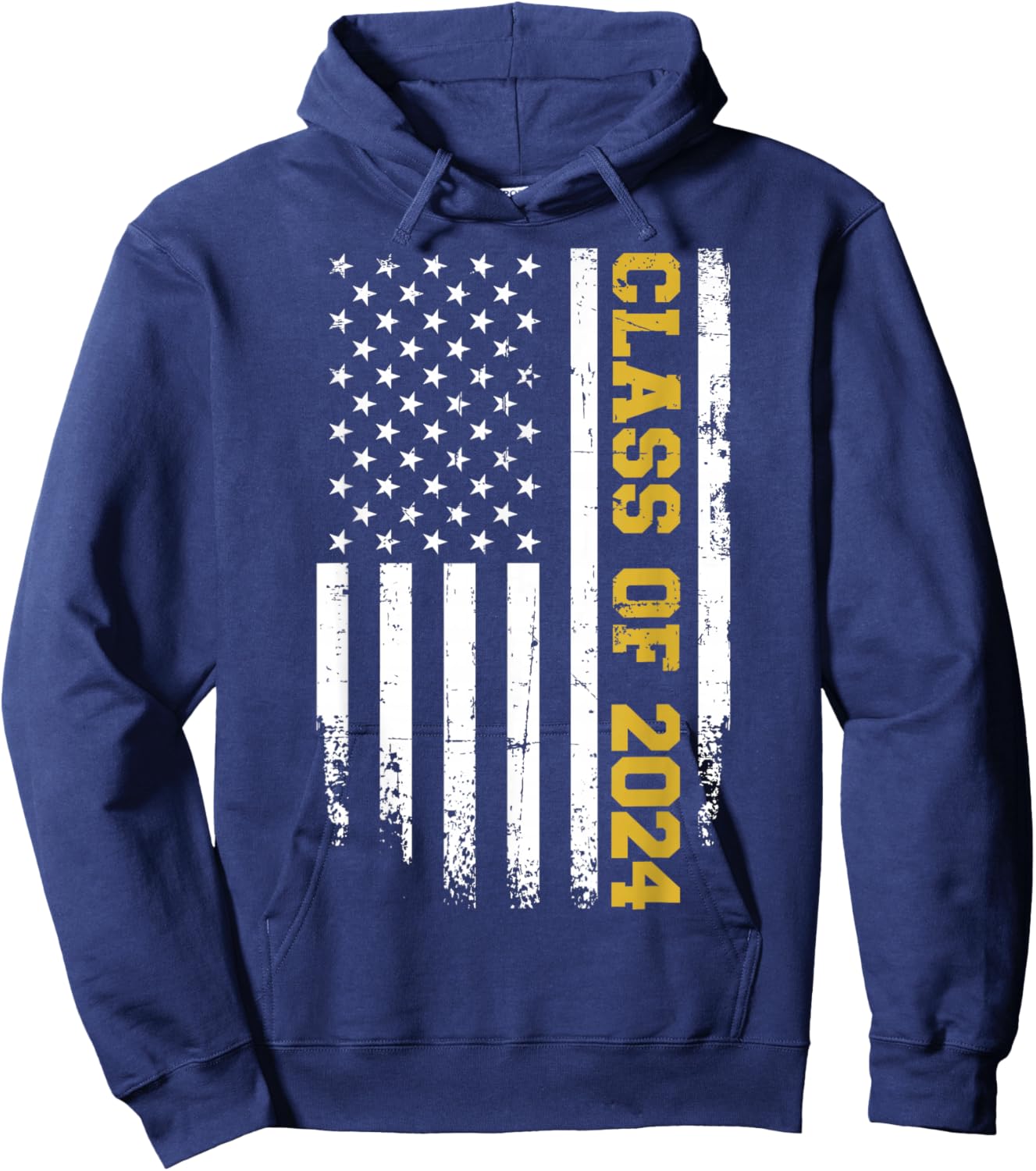 Class of 2024 graduation us vintage flag Hoodie - Hoodie | Navy