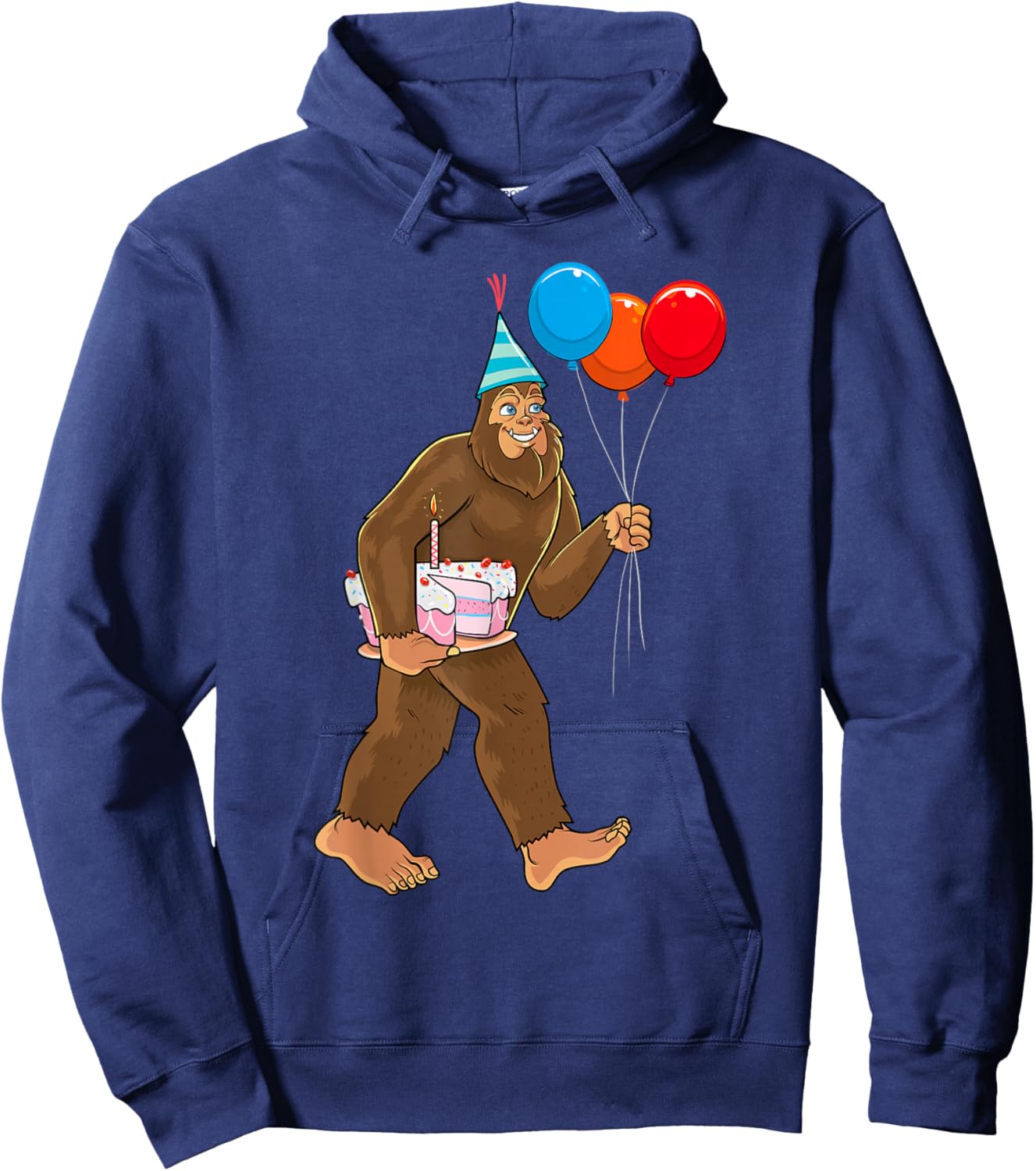 Bigfoot It's My Birthday Party Hat Balloons Boys Sasquatch Hoodie - Hoodie | Navy