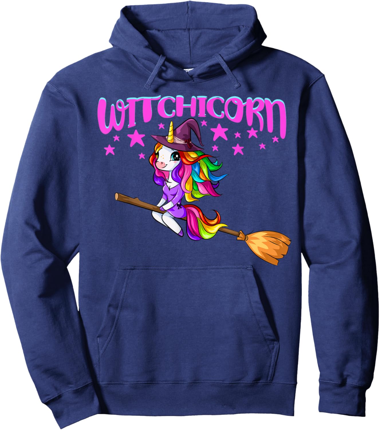 Unicorn Witch On A Broomstick Funny Women Halloween Costume Hoodie - Hoodie | Navy