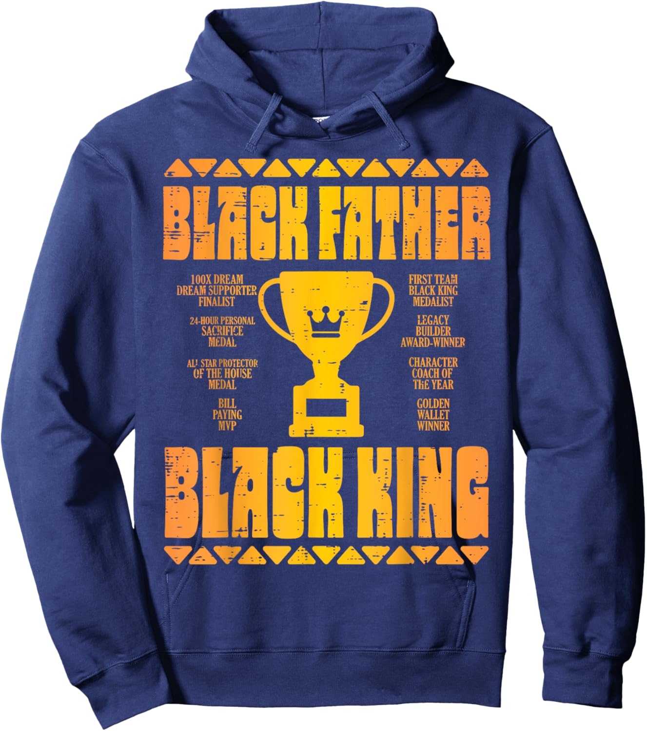 Fathers Day Black Father King Trophy African Dad Papa Daddy Hoodie - Hoodie | Navy