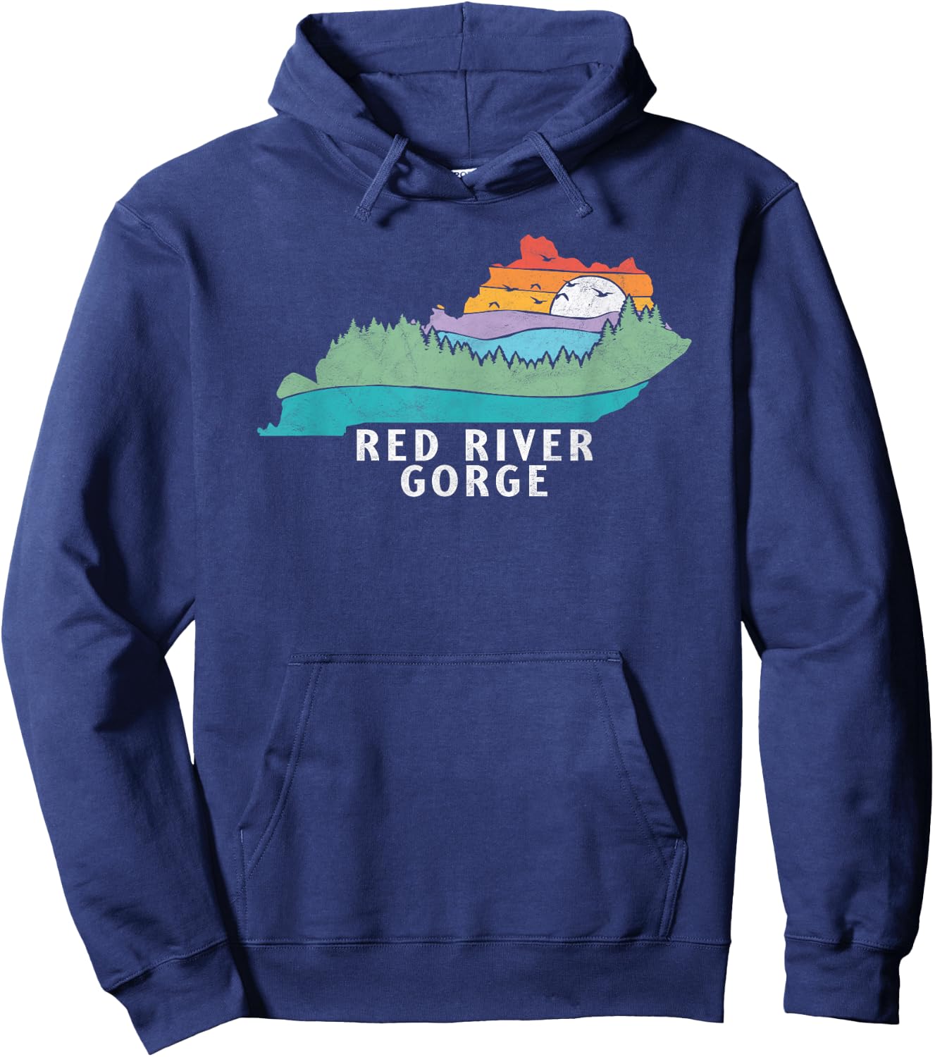 Red River Gorge Kentucky Outdoors State Nature Retro Hoodie - Hoodie | Navy
