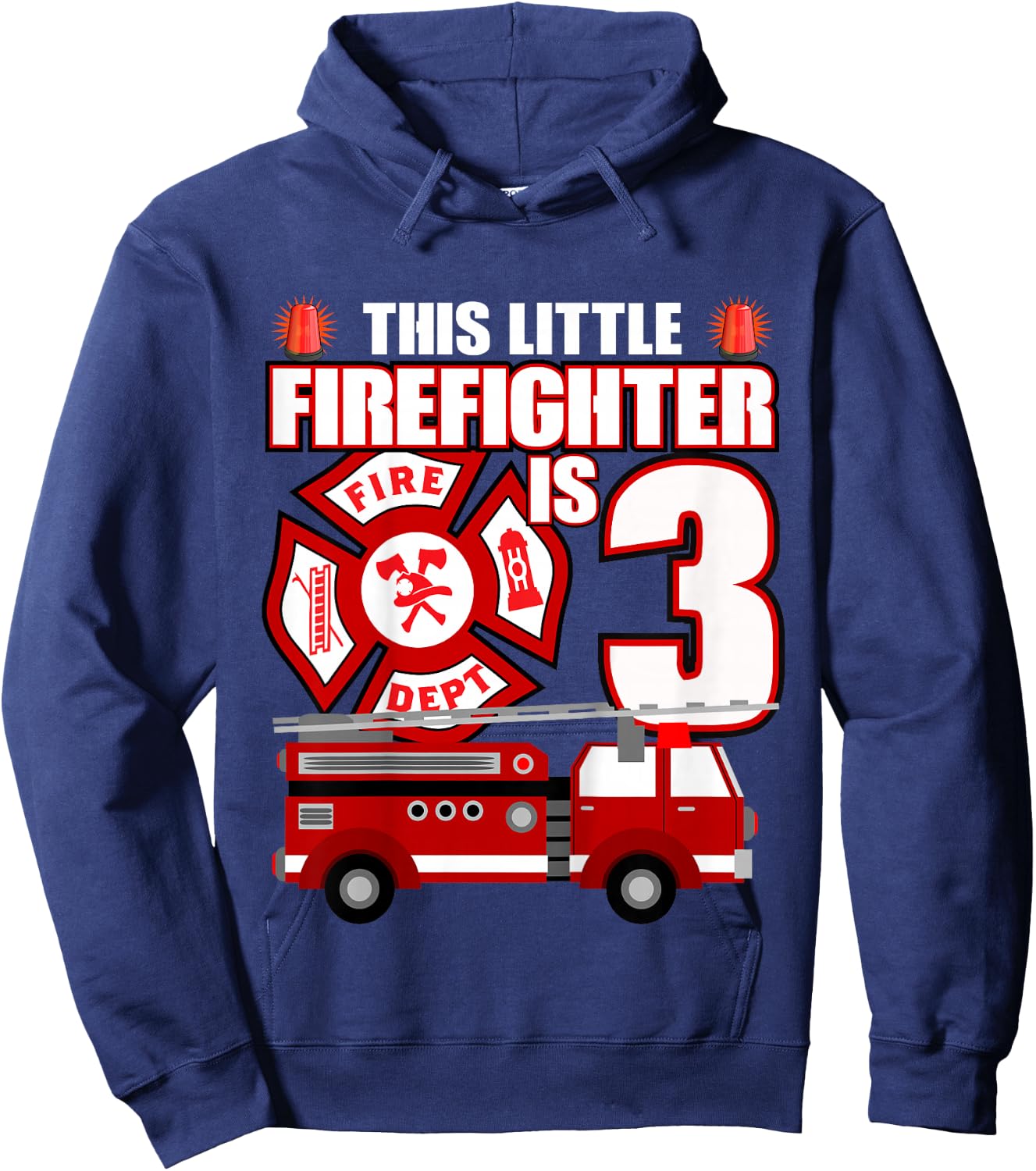 3 Year Old Firefighter Birthday Party Fire Truck 3rd Gift Hoodie - Hoodie | Navy