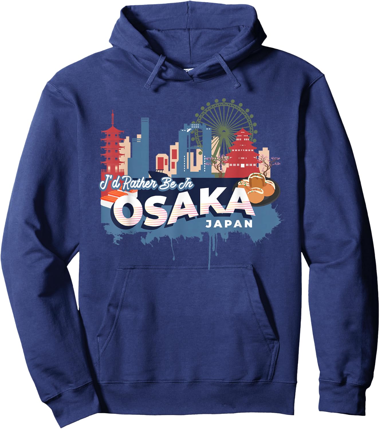 I'd Rather Be in Osaka Japan Vintage Souvenir Hoodie - Hoodie | Navy